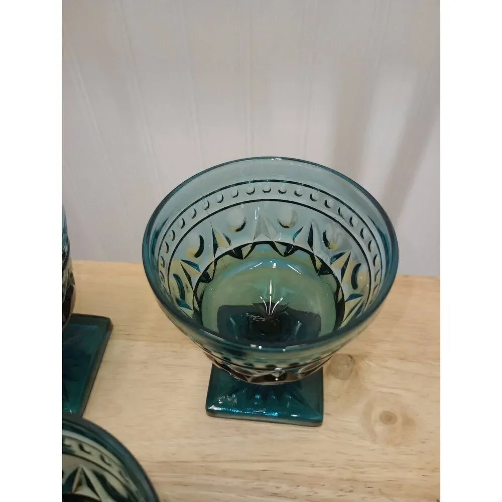 Vintage colony Park Lane, Indiana glass, footed sherbert dishes. Aqua blue-green